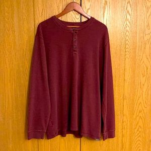 Eddie Bauer, 2XL, Red Long-Sleeve Henley Shirt